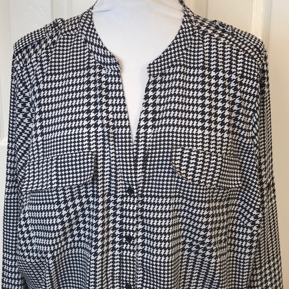 Calvin Klein Tops - Calvin Klein black white Houndstooth Blouse 3x
